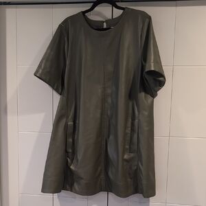 Maeve Olive Faux Leather Dress